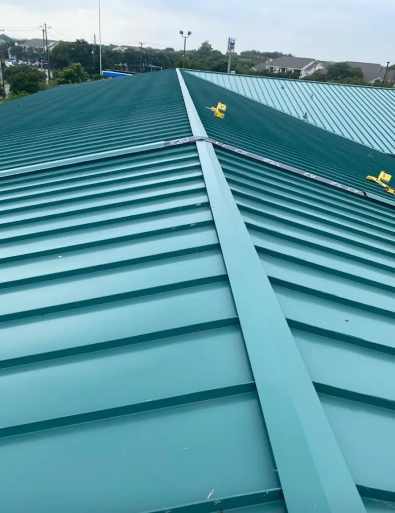 Green commercial metal roof ridge and valley for Metal Roof Repair in Medway